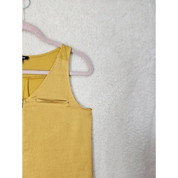 Express Women Top Small Yellow Chiffon Blend Sleeveless 1/4 Zip Tank Blouse - Picture 3 of 16